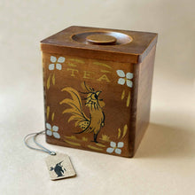 Load image into Gallery viewer, tea-canister-vintage-wood-with-rooster-design