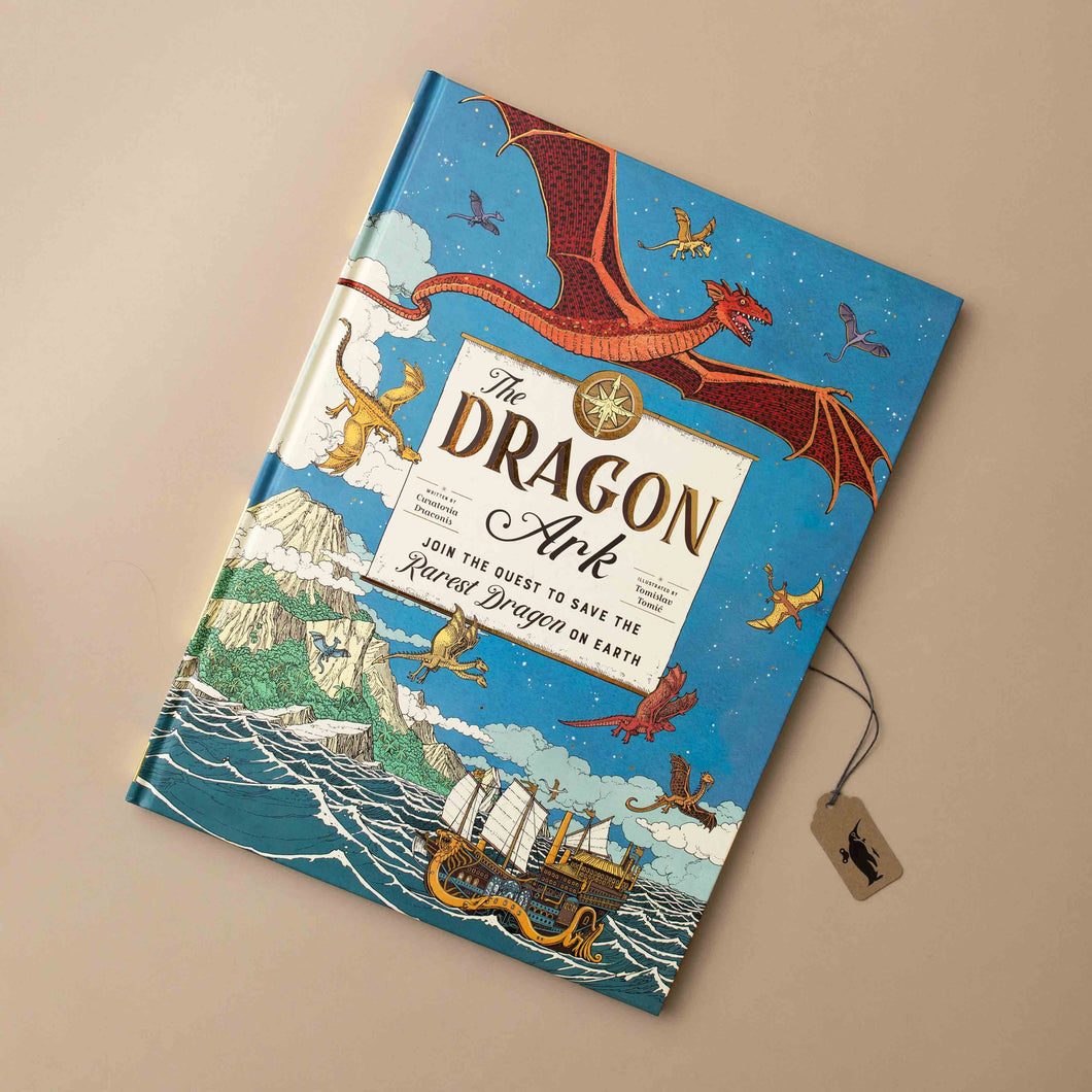 The-dragon-ark-hardcover-book-front-illustrated-ship-in-ocean-and-red-dragons-flying-in-sky