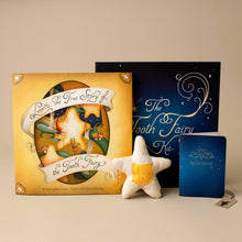 Load image into Gallery viewer, tooth-fairy-kit-with-picture-book-star-tooth-pillow-and-journal