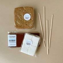 Load image into Gallery viewer, ticket-classic-smores-kit-with-milk-chocolate-vanilla-bean-marshmallow-and-honey-graham-crackers