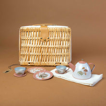 Load image into Gallery viewer, wicker-picnic-basket-and-hedgehog-tin-tea-set