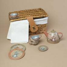 Load image into Gallery viewer, wicker-basket-and-tin-tea-set