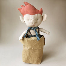 Load image into Gallery viewer, troll-in-bag-blue-scarf-with-red-hair-and-a-big-nose