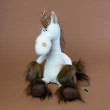 Load image into Gallery viewer, unicorn-stuffed-animal-with-shaggy-brown-hooves-mane-and-tail