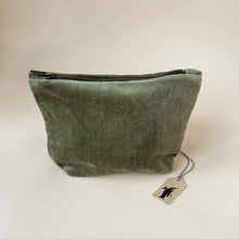 Load image into Gallery viewer, sage-green-velvet-pouch-with-zipper-closure