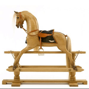 waxed-oak-rocking-horse-with-black-saddle-blanket-and-light-leather-saddle