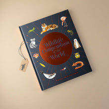 Load image into Gallery viewer, ildlife-compendium-of-the-world-book-cover-with-copper-foil-sun-on-black-background