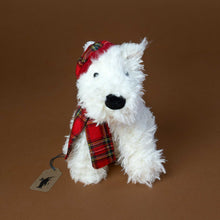Load image into Gallery viewer, winter-warmer-munro-scottie-dog-white-tartan-scarf