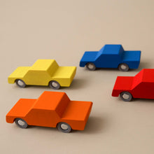 Load image into Gallery viewer, 4-colors-wooden-cars-orange-yellow-red-blue