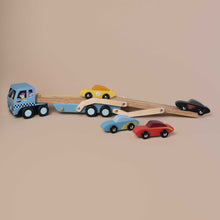 Load image into Gallery viewer, extended-transporter-with-two-cars-driving-up-the-ramp