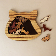Load image into Gallery viewer, wooden-cat-puzzle-with-yellowish-wood-cat-frame