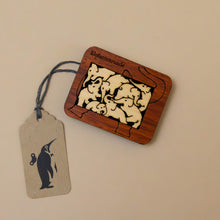 Load image into Gallery viewer, wooden-elephants-puzzle-miniature-chestnut-colored-frame-maple-colored-elephants