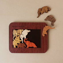 Load image into Gallery viewer, wooden-elephant-puzzle-in-cherry-wood-tone-frame