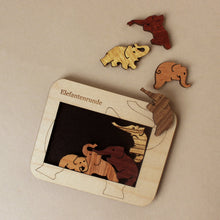 Load image into Gallery viewer, wooden-elephants-puzzle-in-light-wood-frame