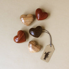 Load image into Gallery viewer, wooden-hearts-in-dark-wood-cherry-wood-and-medium-wood-tones