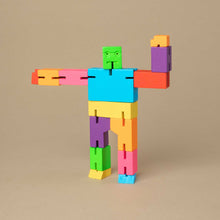 Load image into Gallery viewer, multi-color-wooden-cubebot-in-standing-position