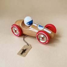 Load image into Gallery viewer, large-natural-wooden-race-car-with-red-and-blue-accents