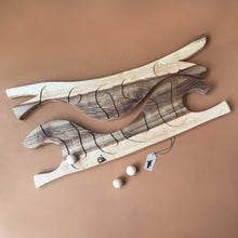 Load image into Gallery viewer, wooden-river-cooperative-game-in-two-tone-wood-with-three-wooden-balls
