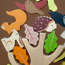 Load image into Gallery viewer, detail-of-wooden-stackable-animals-and-leafs