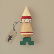 Load image into Gallery viewer, wooden-stick-figute-with-green-feet-and-red-hat