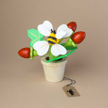 Load image into Gallery viewer, wooden-strawberry-flower-with-ripe-strawberries-and-small-magnetic-bee-sitting-on-a-white-flower