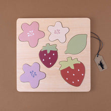 Load image into Gallery viewer, wooden-strawberry-and-flower-tray-puzzle