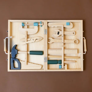    wooden-tool-play-set-with-10-tools-plyers-hammer-saw-screwdriver-ruler-wrench-clamp-in-case