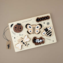 Load image into Gallery viewer, wooden-board-with-removable-wooden-bugs-like-butterfly-bee-worm-and-more