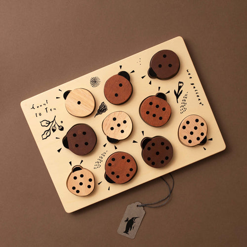 Wooden Tray Puzzle Count-to-10 | Ladybugs - Puzzles - pucciManuli