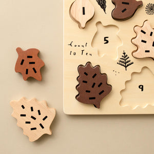 Wooden Tray Puzzle Count-to -10 | Leaves - Puzzles - pucciManuli