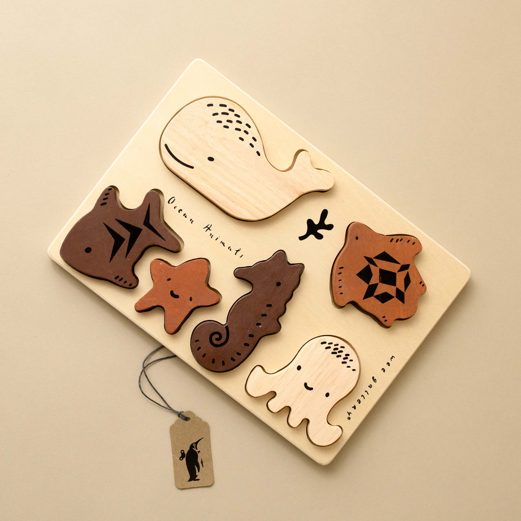 Wooden Tray Puzzle | Ocean Animals - Puzzles - pucciManuli