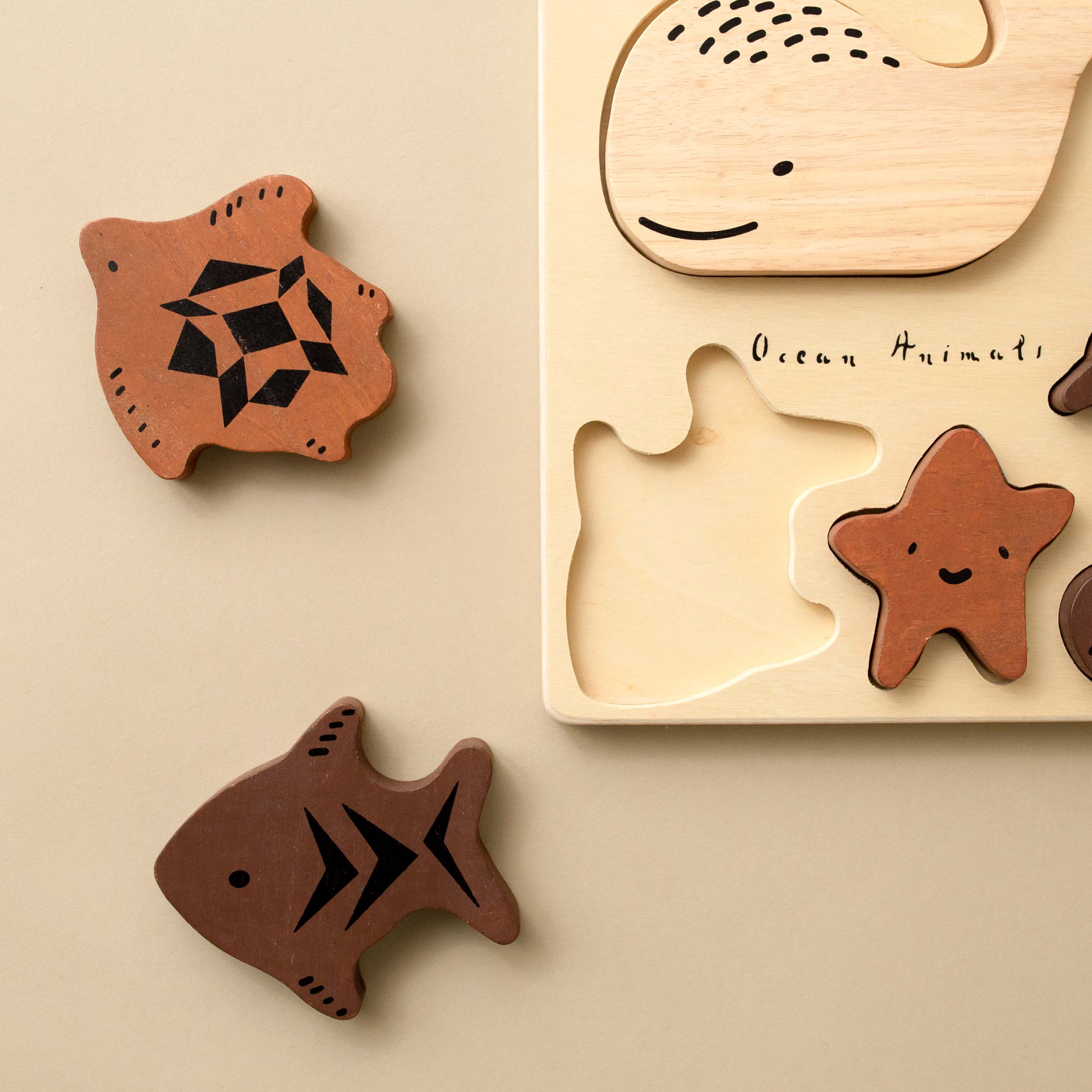 Wooden Tray Puzzle | Ocean Animals - Puzzles - pucciManuli