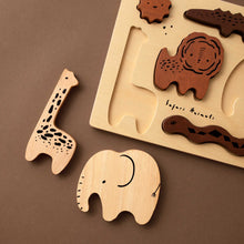Load image into Gallery viewer, wooden-tray-puzzle-close-up-safari-animals