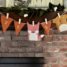 Load image into Gallery viewer, hanging-woodland-animal-advent-calendar-with-numbers-fox-and-bear