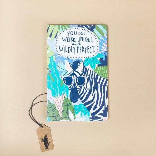 you-are-weird-unique-and-wildly-perfect-journal-front-cover-illustrated-zebra-in-sunglasses